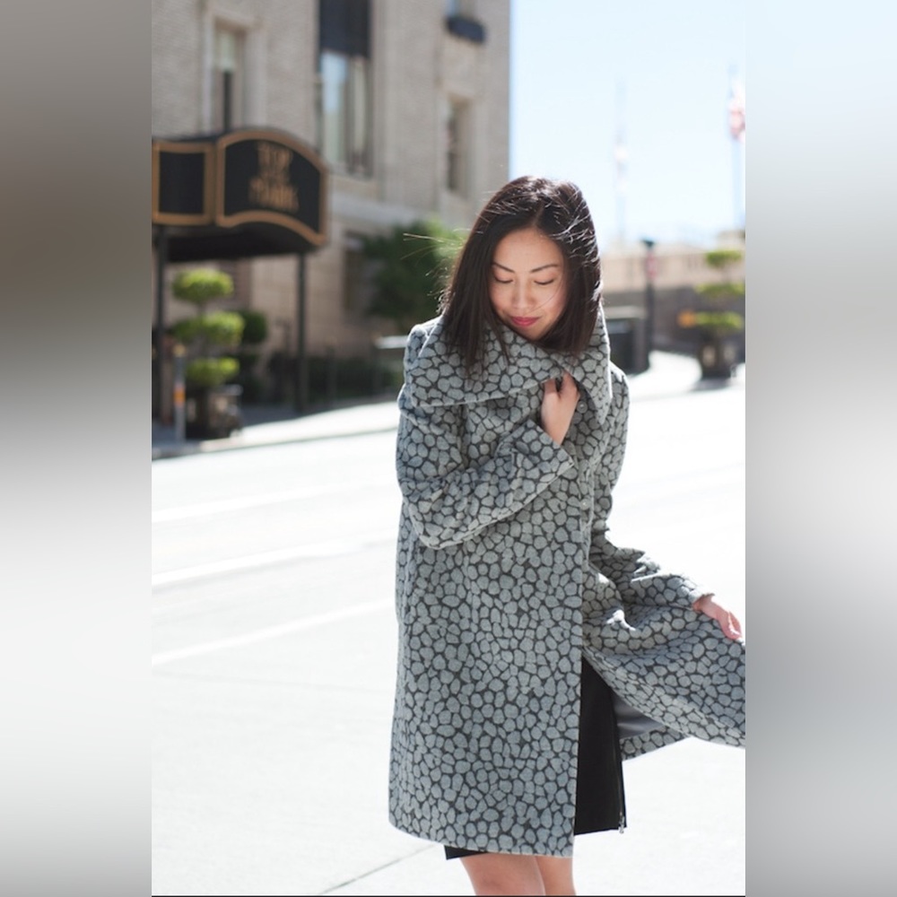 Ann Taylor wool gray animal print swing coat.